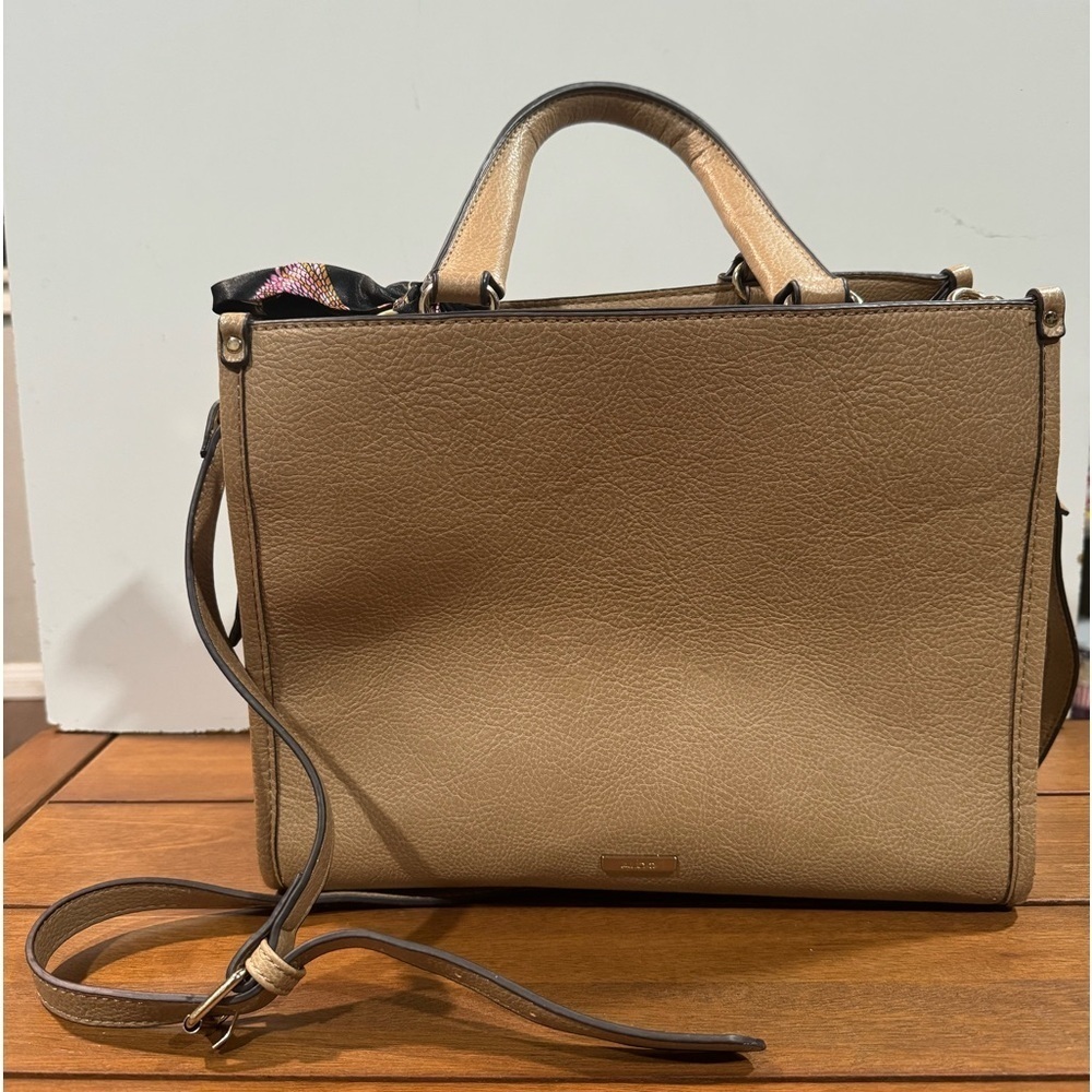 ALDO woman's tan satchel with scarf purse - Picture 4 of 12
